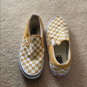Yellow Checkered Slip On Vans
